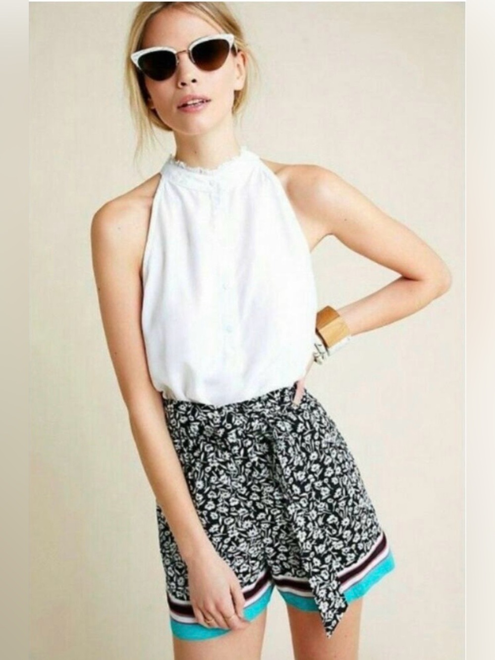Maeve by Anthropologie Womens Size Medium Tie Belt Pull On Shorts,